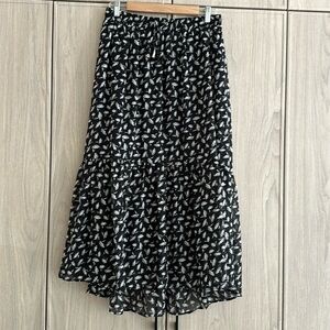 Black floral midi skirt